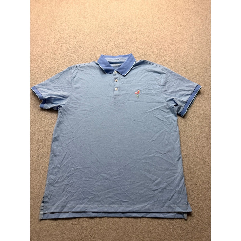 Bonobos Mens Standard Fit Flamingo Logo Polo Shirt Light Blue Large KT05474D